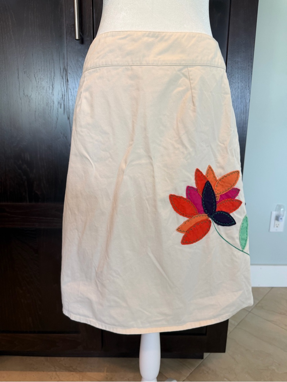 Women's Cream Embroidered Floral Skirt - Picture 3 of 11